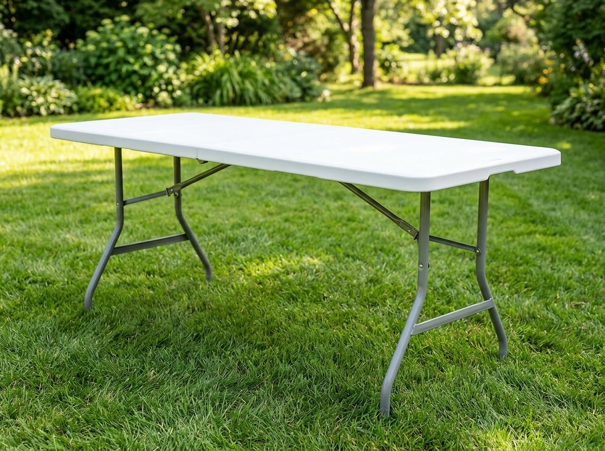 White 6-foot plastic folding banquet table